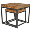 2pc Industrial Style Solid Teak Nesting Living Room End Tables With Metal Legs