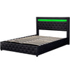 4ft6 Double Bed LED Bed Frame PU Leather Gas Lift Up Ottoman Storage Bed BT
