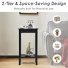2 PCS Versatile 2-Tier Tall Side Table End Table Narrow Beside Storage Table