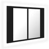Bathroom LED Mirror Cabinet with 2 Storage Shelves Black Furniture 60x12x45 cm