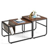 Set of 2 Modern Coffee Nesting Table Set Industrial Side Table Square End Table