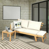 Outdoor Daybed Patio Convertible Couch Sofa Bed Wood Folding Chaise Lounge Bench