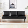 Modern 3-Seater Faux Leather Sofa Armchair Black/Cream/Brown Couches Living Room