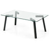 Tempered Glass Coffee Table Modern Cocktail Table Retangular Center Tea Table