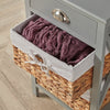 Grey Bedside Wooden Storage Units Drawer Chest Water Hyacinth Basket Organiser