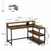 Vintage Office Computer Desk Study Writing Table with Monitor Riser& 2Tier Shelf