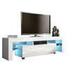 Modern TV Unit Cabinet Stand Matt Body & High Gloss Doors LED Light Livingroom