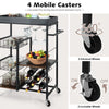 4-Tier Kitchen Serving Trolley Rolling Storage Cart W/ Wine Rack & Glass Holder