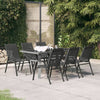 7 Piece Garden Dining Set Grey and Black N6V8