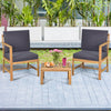 3 in 1 Wooden Companion Set Garden Bench Table & Chair Patio Love Seat W/Cushion