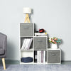 6 Cube Wooden White Bookcase Shelving Unit Display Storage Shelf w/Canvas Basket
