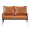 Brown Faux Leather Sofa 2 Seater Armchair Couch Living Room Metal Legs Modern