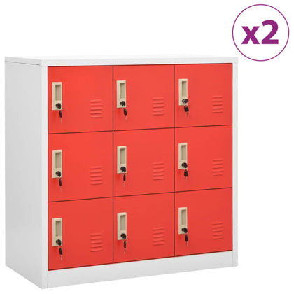 Locker Cabinets 2 pcs Grey and Red 90x45x92.5 Steel M3X9