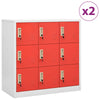 Locker Cabinets 2 pcs Grey and Red 90x45x92.5 Steel M3X9