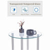 Pair of Round Clear Tempered Glass Sofa Side End Table Bedside Table w/ Storage