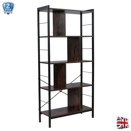 4-Tier Ladder Storage Bookshelf Industrial Leaning Bookcase Unit Display Storage