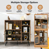 Kitchen Sideboard Wooden Storage Cabinet Cupboard w/Glass Doors Adjustable Shelf