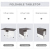 Wooden Mobile Drop Leaf Dining Table Folding Desk w/2 Wheels Storage Shelf Grey