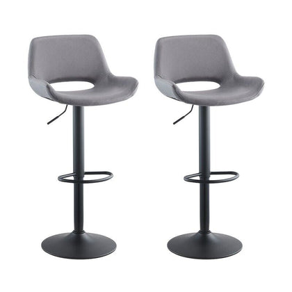 Set of 2 Grey Faux Leather Bar Stools Swivel Gas Lift Foot Rest Pub Chair Modern