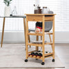 4-Tier Storage Utility Cart Bamboo Kitchen Trolley Rolling kitchen Island Dining