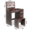 Dressing Table with Drawers, Mirror Stool Set Makeup Desk Vanity Table Bedroom
