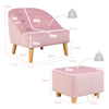 Kids Sofa Set and Ottoman Toddler Velvet Single Sofa Chair with Matching Stool