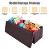 Folding Storage Ottoman Bench Tufted Faux Leather Toy Box Foot Stool Bench Seat