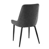 2pcs Faux Leather Cushioned Dining Chairs Set Metal legs Restaurant Chair Grey