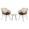 Three-Piece Rattan Garden Furniture 2 Seat Bistro Table Chair Outdoor Patio Set