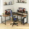 Rustic Computer Workstation Large PC Gaming Desk with Monitor Stand & Shelves UK