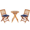 3 PCS Outdoor Folding Bistro Set Home Garden Chair and Table Set W/ Cushions