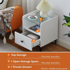 White LED Bedside Table Cabinet Nightstand Side End Table Glass Top 1 Drawer