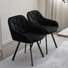 2 x Rotatable Dining Chairs Padded Velvet Seat Metal Legs Swivel Kitchen Modern