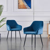 2X Dining Chairs Velvet Padded Seat Breakfast Chairs Metal Legs Home Office