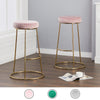 2X Bar Stools Velvet Round Seat Kitchen Bar Pub Breakfast High Chair w/ Footrest