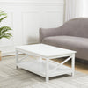 88cm White Coffee Table With Storage Rectangle Living Room Wooden Legs Furniture