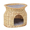 Handmade Wicker Pet Bed Basket Cat Puppy Sleep 2 Tier House Removable Cushion