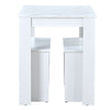 White Wooden Marble Look Breakfast Dining Table and Chairs Set of 2 Benches