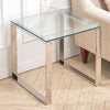 Small Glass End Table Sofa Side Bedside Lamp Table Nightstand Coffee Table Steel