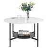 Chic Round Marble Coffee Tea Table Living Room Center Table with Storage Shelf