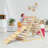 Wooden Kids Climbing Triangle Ladder Training Climber with Ramp for Children