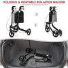 Three Wheel Rollator Walker Aluminium Foldable Mobility Aid Walker Rollator