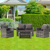 RATTAN GARDEN SOFA TABLE SET 4 PIECE CHAIRS SOFA TABLE OUTDOOR PATIO WICKER SETS