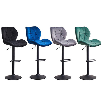 Modern 2 Velvet Bar Stools Diamond Seat Kitchen Salon Chairs Pub Gas Lift Swivel