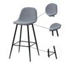 2 Pcs Grey Bar Stools Fabric Rest Chair Kitchen Breakfast Seat Metal Leg Bar Pub