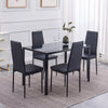 Black Rectangular Tempered Glass Dining Table Metal Legs Dining Room Kitchen