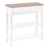 White Console Table Hallway Side Desk w/ Drawer 2 Shelves Worktop Retro Elegant