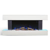 Modern Wall Mounted Electric Fire Flames LED 52" White Fireplace Suite Surround