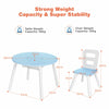 3PCS Kids Table and Chair Set Children Study Drawing Desk W/ Hidden Mesh Storage