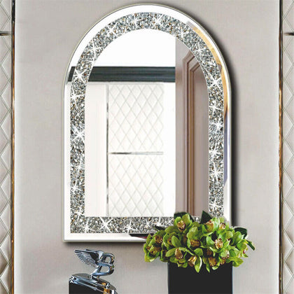 Craft Arched Wall Mirror Crushed Diamond Bedroom Makeup Mirror Modern Art Decor